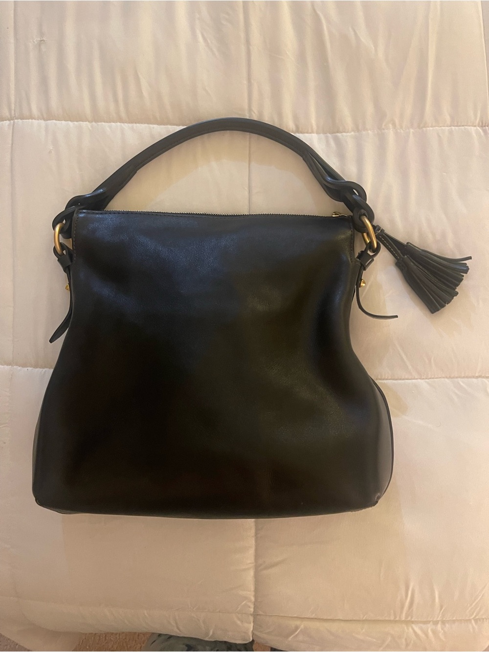 Dooney & Bourke Black Leather Florentine Twist Strap Hobo - Picture 2 of 5